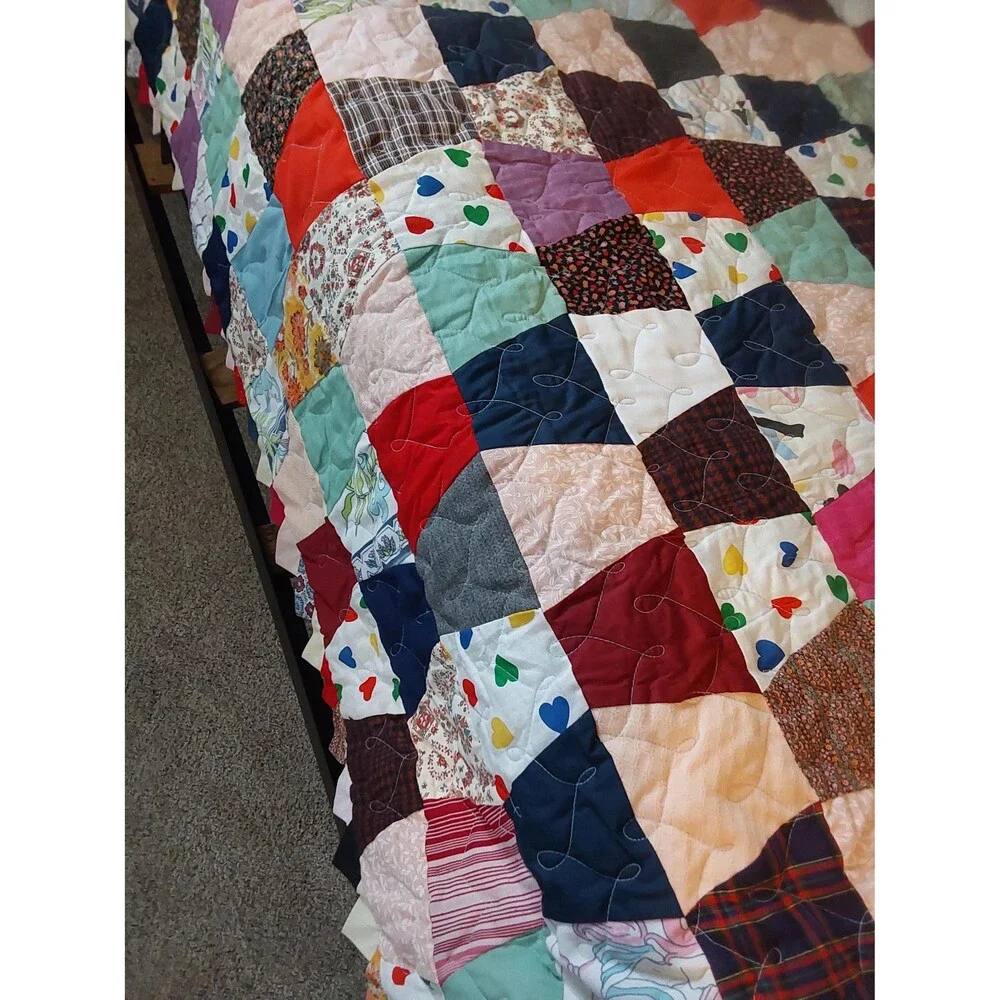Handcrafted Colorful Crazy Quilt